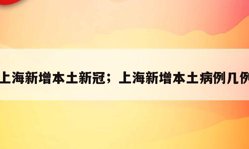上海新增本土新冠；上海新增本土病例几例