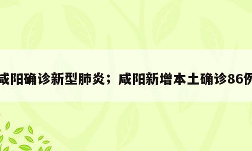 咸阳确诊新型肺炎；咸阳新增本土确诊86例
