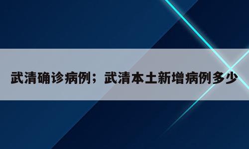 武清确诊病例；武清本土新增病例多少