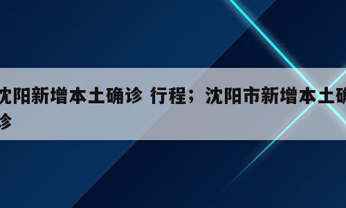 沈阳新增本土确诊 行程；沈阳市新增本土确诊