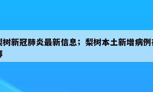 梨树新冠肺炎最新信息；梨树本土新增病例在哪