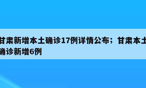 甘肃新增本土确诊17例详情公布；甘肃本土确诊新增6例