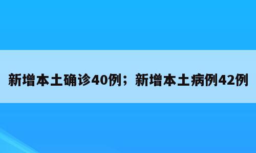 新增本土确诊40例；新增本土病例42例