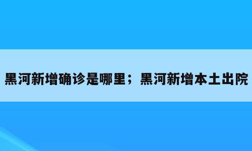 黑河新增确诊是哪里；黑河新增本土出院