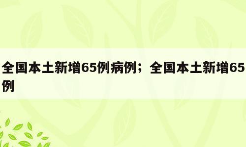 全国本土新增65例病例；全国本土新增65例
