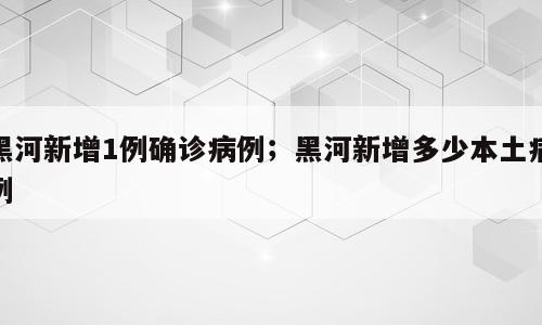 黑河新增1例确诊病例；黑河新增多少本土病例