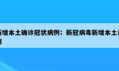 新增本土确诊冠状病例；新冠病毒新增本土病例