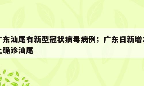 广东汕尾有新型冠状病毒病例；广东日新增本土确诊汕尾