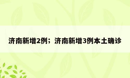 济南新增2例；济南新增3例本土确诊