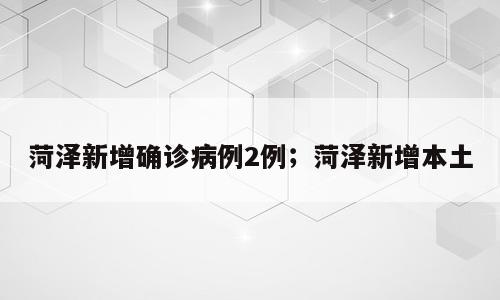菏泽新增确诊病例2例；菏泽新增本土