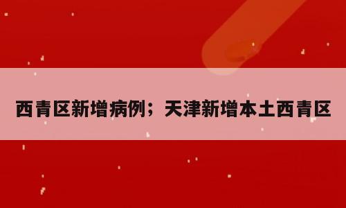 西青区新增病例；天津新增本土西青区
