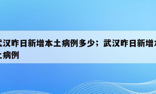 武汉昨日新增本土病例多少；武汉昨日新增本土病例
