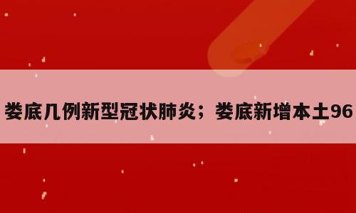 娄底几例新型冠状肺炎；娄底新增本土96