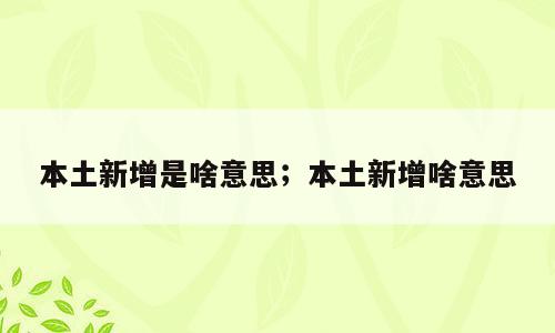 本土新增是啥意思；本土新增啥意思
