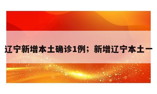 辽宁新增本土确诊1例；新增辽宁本土一