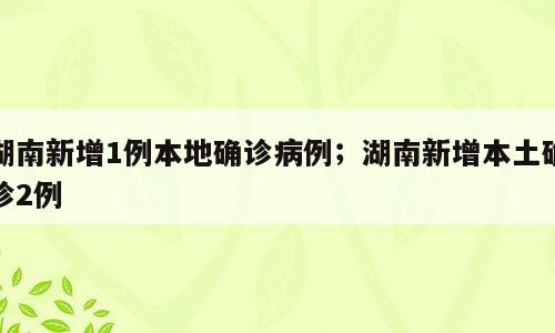 湖南新增1例本地确诊病例；湖南新增本土确诊2例
