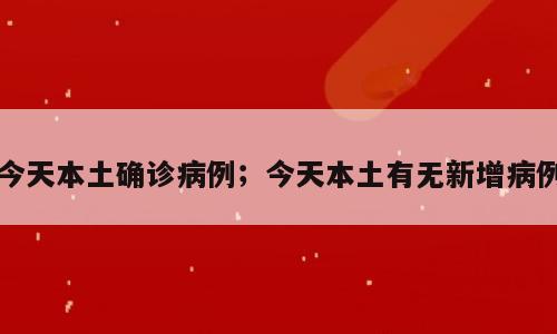 今天本土确诊病例；今天本土有无新增病例