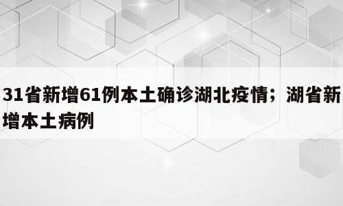 31省新增61例本土确诊湖北疫情；湖省新增本土病例