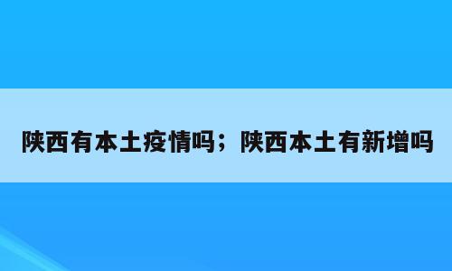 陕西有本土疫情吗；陕西本土有新增吗