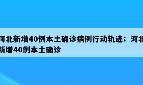 河北新增40例本土确诊病例行动轨迹；河北新增40例本土确诊