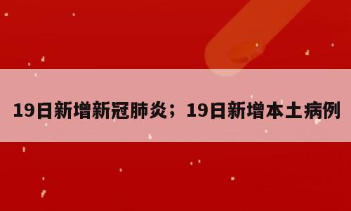 19日新增新冠肺炎；19日新增本土病例