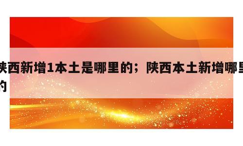 陕西新增1本土是哪里的；陕西本土新增哪里的