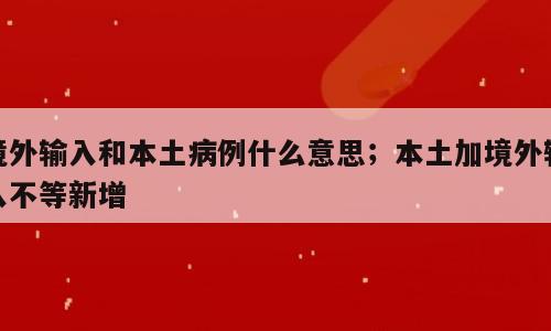 境外输入和本土病例什么意思；本土加境外输入不等新增