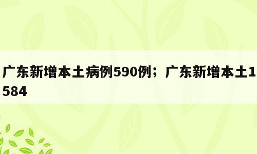 广东新增本土病例590例；广东新增本土1584