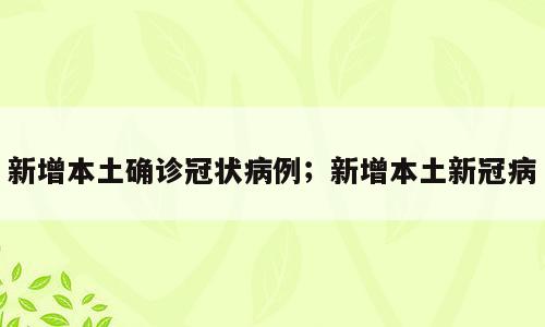 新增本土确诊冠状病例；新增本土新冠病