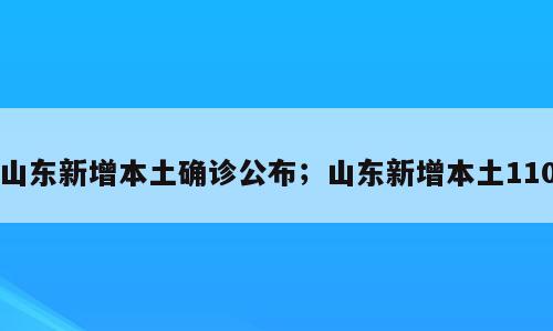 山东新增本土确诊公布；山东新增本土110