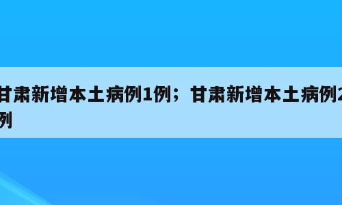 甘肃新增本土病例1例；甘肃新增本土病例2例