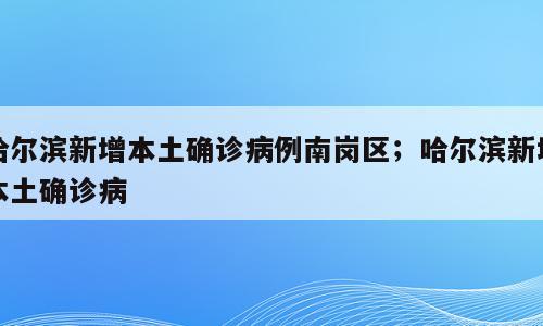 哈尔滨新增本土确诊病例南岗区；哈尔滨新增本土确诊病