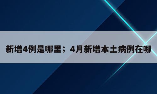 新增4例是哪里；4月新增本土病例在哪