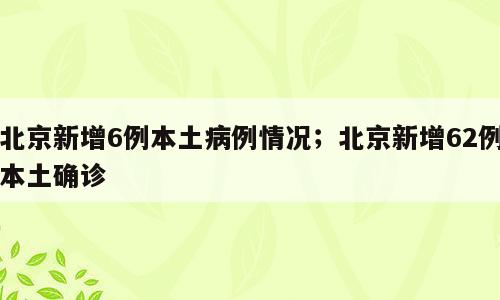 北京新增6例本土病例情况；北京新增62例本土确诊