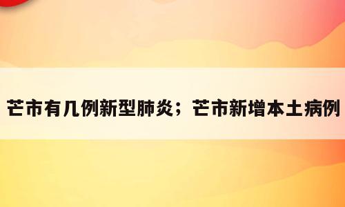 芒市有几例新型肺炎；芒市新增本土病例