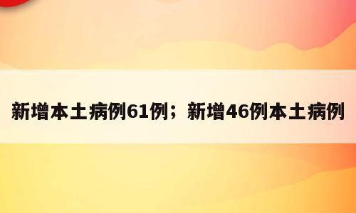 新增本土病例61例；新增46例本土病例