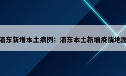 浦东新增本土病例；浦东本土新增疫情地图