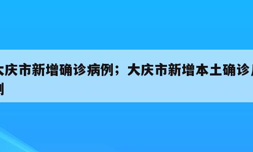 大庆市新增确诊病例；大庆市新增本土确诊几例