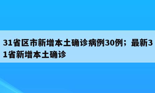 31省区市新增本土确诊病例30例；最新31省新增本土确诊