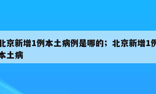 北京新增1例本土病例是哪的；北京新增1例本土病