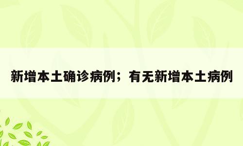 新增本土确诊病例；有无新增本土病例