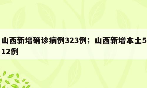山西新增确诊病例323例；山西新增本土512例