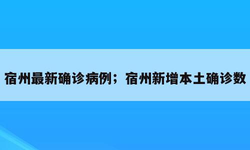 宿州最新确诊病例；宿州新增本土确诊数