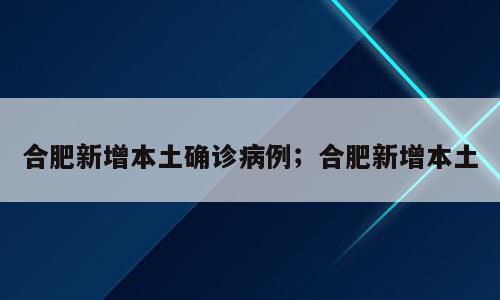 合肥新增本土确诊病例；合肥新增本土