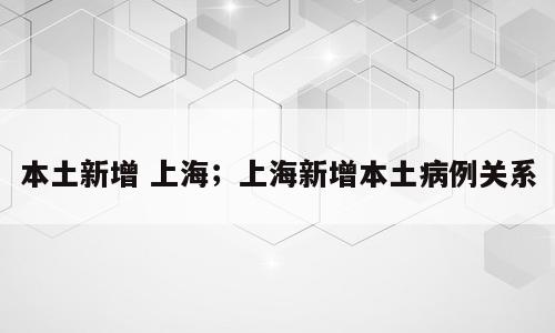 本土新增 上海；上海新增本土病例关系