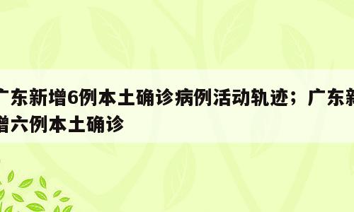 广东新增6例本土确诊病例活动轨迹；广东新增六例本土确诊