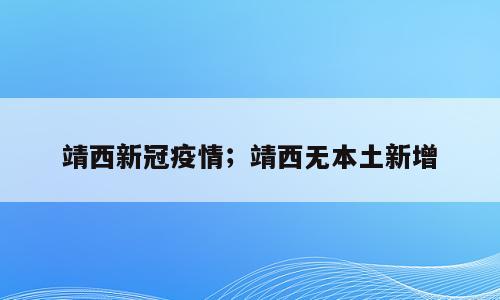 靖西新冠疫情；靖西无本土新增