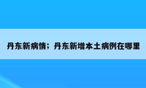 丹东新病情；丹东新增本土病例在哪里