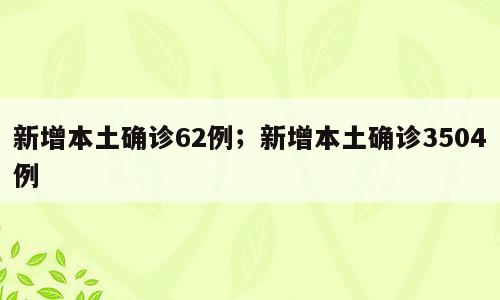 新增本土确诊62例；新增本土确诊3504例