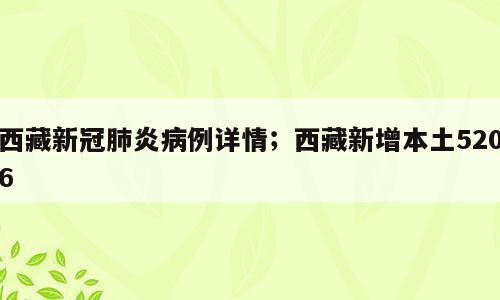 西藏新冠肺炎病例详情；西藏新增本土5206